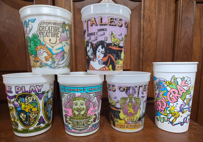 6 Vintage 1990's Mardi Gras Plastic Cups - Bacchus, Bohemia, Endymion, Frolich