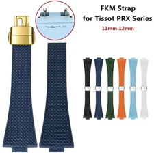 Rubber Watch Strap For Tissot PRX 40mm 35mm 11mm12mm Deployant Silver Gold Clasp