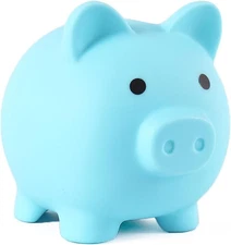 PandaEar Piggy Bank, Unbreakable Cute Plastic Coin Bank for Boys & Blue 