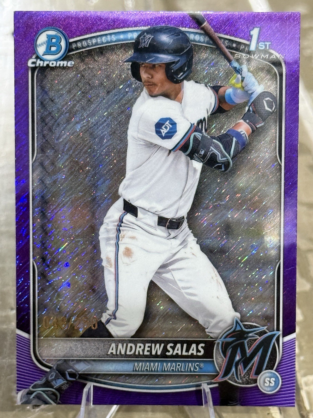2025 Bowman Chrome Prospects /250 Andrew Salas #BCP-156 Purple Shimmer Marlins