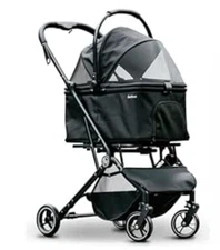 3-in-1 Foldable 4-Wheel Pet Stroller, Luxury Dog Carrier with Basket, Cup Holder