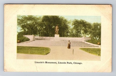 Chicago IL-Illinois, Lincoln's Monument, Lincoln Park, Vintage Postcard