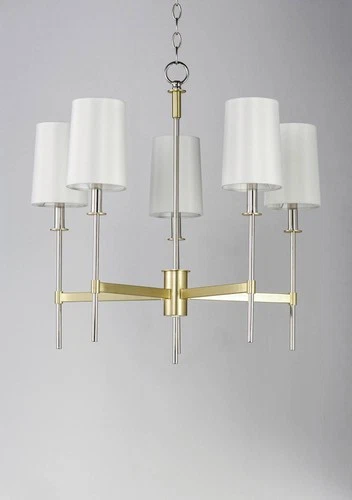Maxim Uptown 26" Wide Brass and Chrome 5-Light Chandelier - Picture 4 of 6