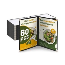 WeChef 60 Pack Restaurant Menu Covers 8.5 x 11" Book Style 2 Page 4 View Menu...
