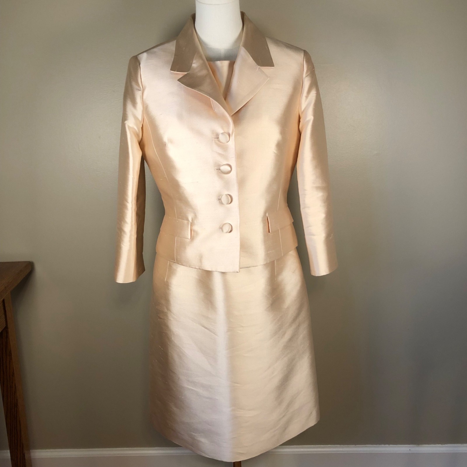 Rickie Freeman for Teri Jon 100% Silk Peach Dress & Jacket Combo Size 8