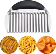 Large Crinkle Cutter French Fry Cutter, Large Crinkle Potato Slicer Wavy Chopper