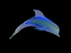 VTG Murano Style Sommerso Art Glass Dolphin Sculpture 9” Blue Green Italian MCM