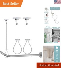 Shower Rod Ceiling Support Bracket 2-Pack – Anti-Sagging 304 Stainless Steel,...