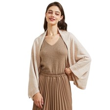 Open Front Cashmere Shawl Wrap Scarf Sleeves Warm Knitted Poncho Cape Winter
