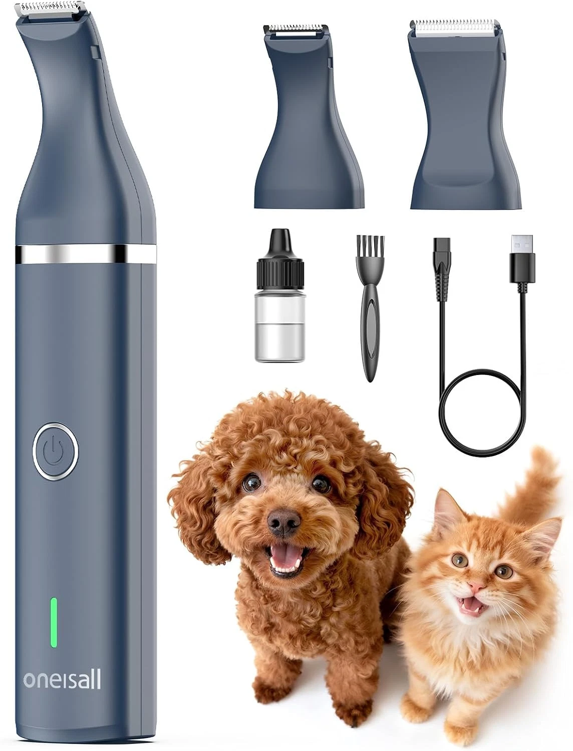 Oneisall Dog Clippers with Double Blades,Cordless Small Pet Hair Grooming Trimme