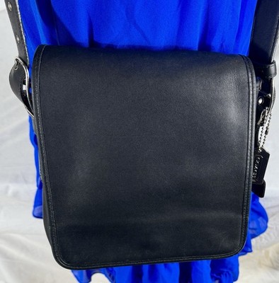     VTG COACH BLACK LEGECY Leather Saddle Studio Flap Crossbody Bag 9335 RARE