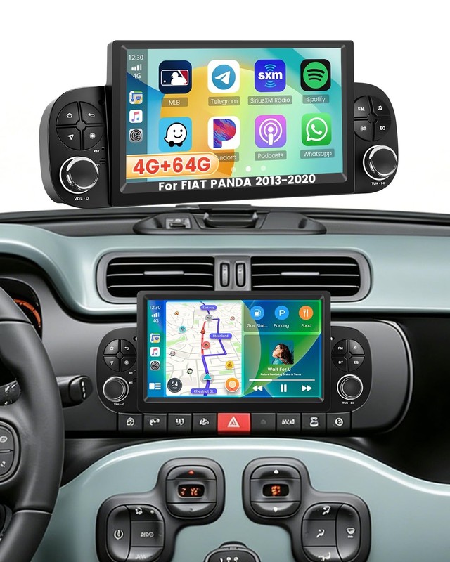 Roinvou 4g+64g Android 15 Schermo Autoradio per Fiat Panda 2013-2020 - Immagine 1