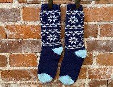 Cuddl Duds Navy Blue Snowflake Cozy Lounge O/S Socks New