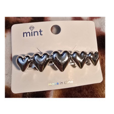 mint Silver Metal Heart Barrette Hair Clip for Women Love Theme