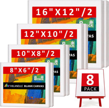 Stretched Canvas, 6X8, 8X10, 10X12, 12X16, 8 Set Artist Canvase Frame Board Pane