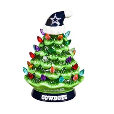 4 inch Ceramic LED Tabletop Christmas Tree, Dallas Cowboys