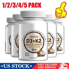 Vitamin D3+K2 MK7 10000 IU - Strong Bones, Immune Support - with Coconut Oil