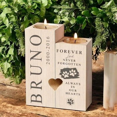 UKGIFTSTOREONLINE Personalised Forever Loved Dog Memorial Tea Light Candle Holder