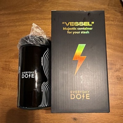 Everyday Dose Vessel Majestic Airtight Glass Storage Tin Black Cylinder