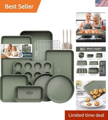Luxurious 12-Piece Nonstick Baking Set - Eco-Friendly Ceramic Coated & Stackable