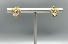 Gold Plated Sterling Silver,  CZ Heart Stud Earrings