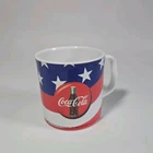 Vintage Gibson Hard Plastic Coca-Cola Mug With USA Flag, 1998 3.5"