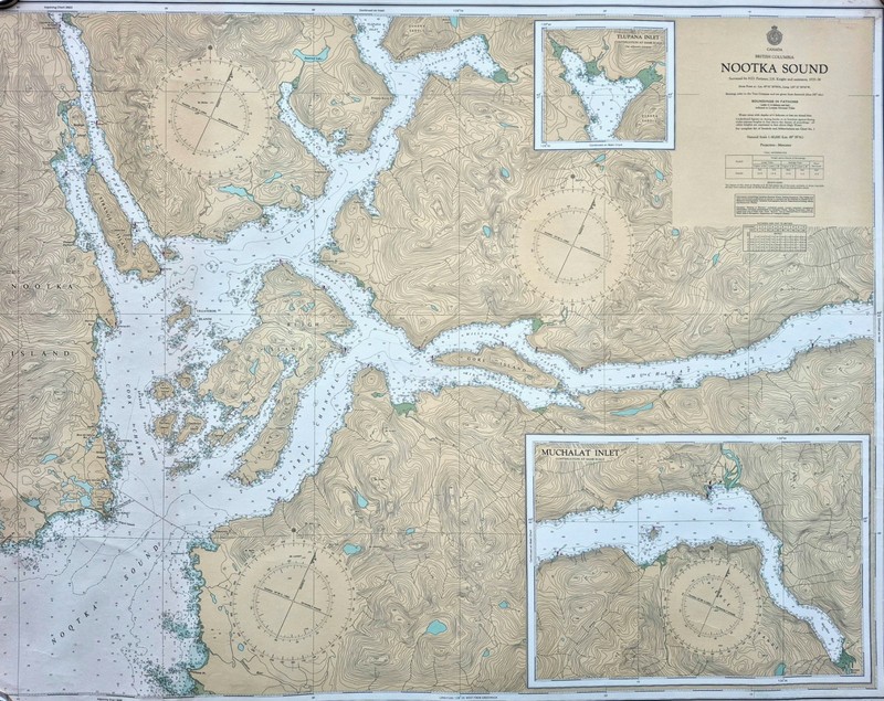 British Columbia Nootka Sound Chart 3675 NOT FOLDED