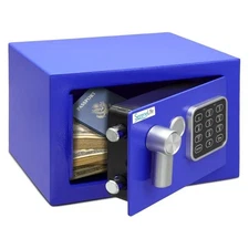 SereneLife Compact Electronic Safe Box w/ Digital Touch Pad w/ Keys (Blue)