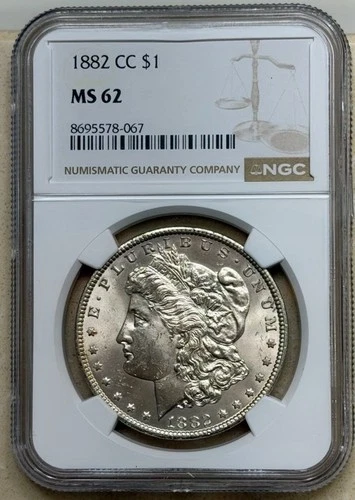 1882-CC $1 Morgan Silver Dollar NGC MS62 Carson City, Nevada Mint