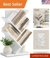Stylish Small Bookshelf - 5-Tier Cloud White Book Tree with Easy Assembly
