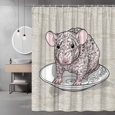 Mouse in Bowl Shower Curtain, Cute Animal Graphic Print