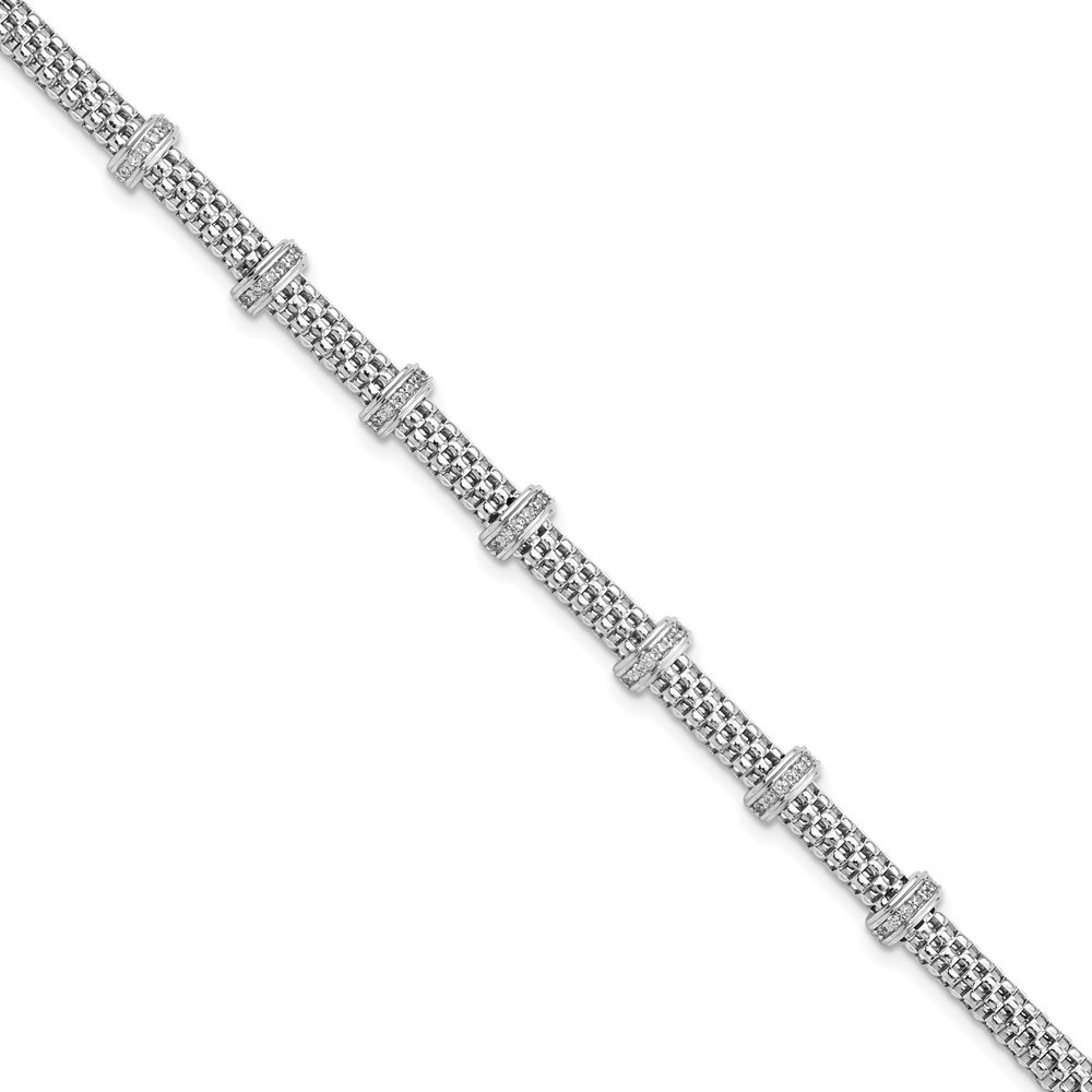 925 Sterling Silver Rhodium-plated Polished Cubic Zirconia Bracelet 7.5