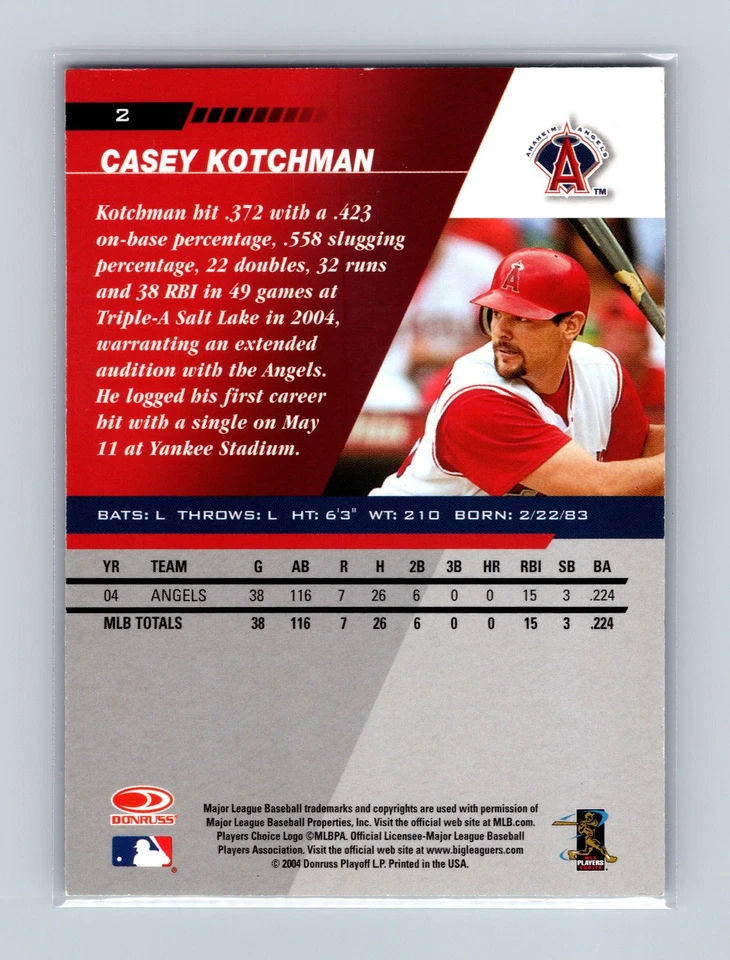 2005 Leaf #2 Casey Kotchman Black - Image 2 of 2