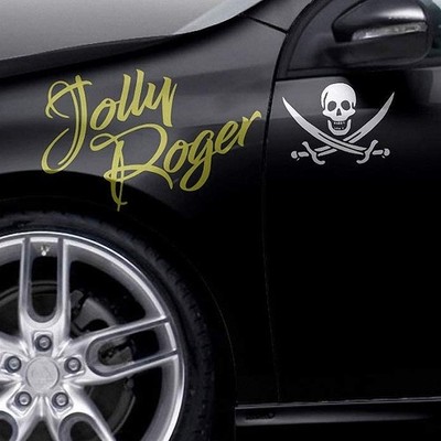 Aufkleber Pirat Piratenschiff Flagge Jolly Roger Knochen Skull Meer Säbel Auto