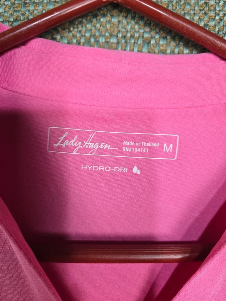 Lady Hagen Womens Polo Shirt Medium Hydro-Dri pink Short Sleeve - Image 2 of 4
