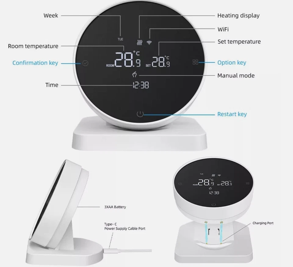WiFi Smart Thermostat with RF Wireless Receiver Programmable Heating Controller - Image 4 of 4