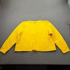 T by Talbots Sweatshirt Womens XL Yellow Quilted Mixed Media Zip Pocket Pullover