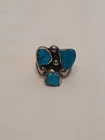 Heavy Vintage, Native American, Sterling, Silver Turquoise Ring Size 8
