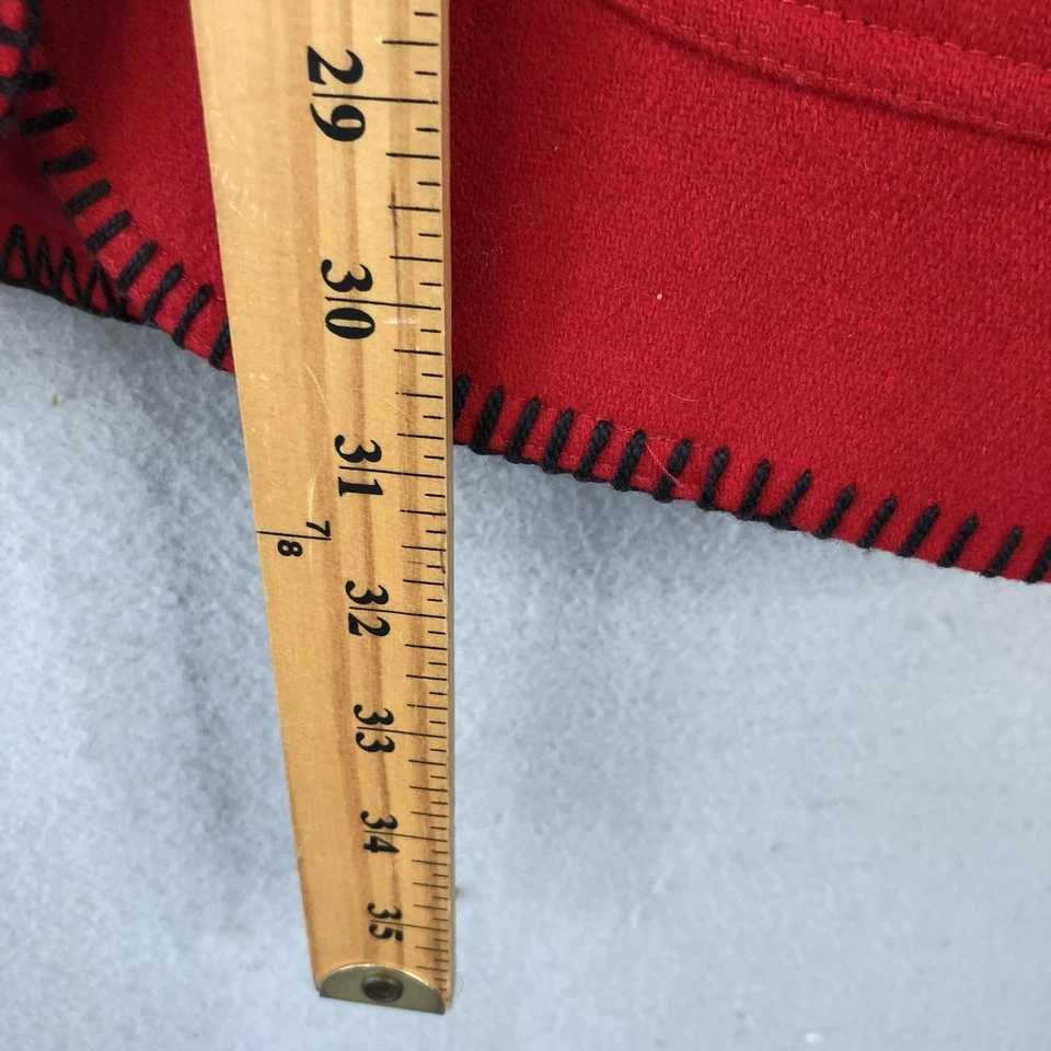 Blazer The Limited Mujer Mediano Rojo Lana Negro Borde Bolsillo Chaqueta Hecho en EE. UU. Foto 4 de 4