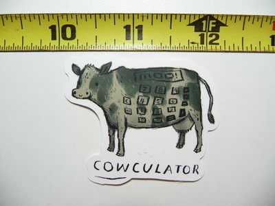 FUNNY COWCULATOR CALCULATOR MATH SMALL STICKER DECAL MATHEMATICS SCHOOL TEACHER