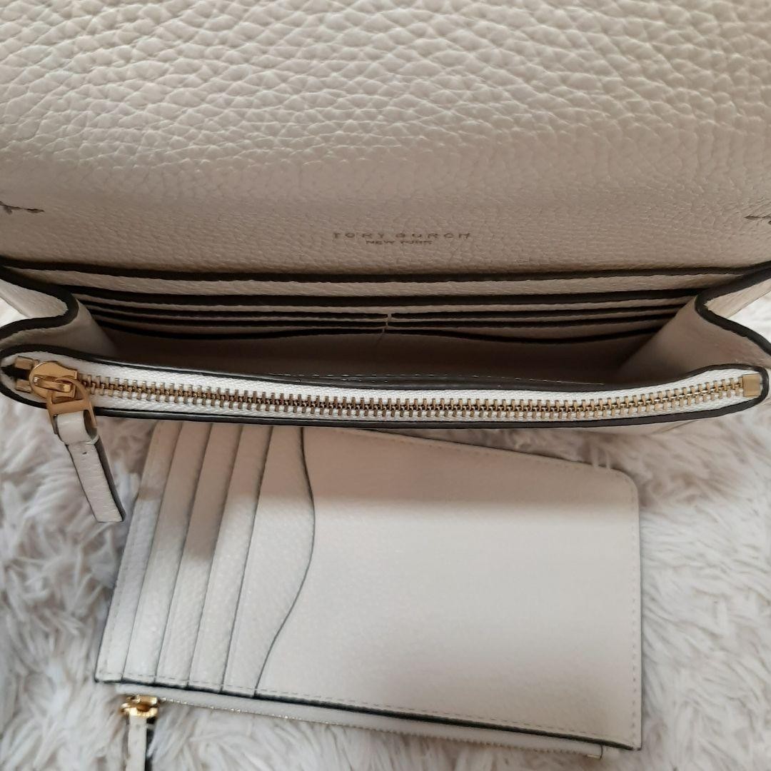 Tory Burch Fragment Case Shoulder Bag 12x20cm Off-White Logo Good Condition thumbnail 10