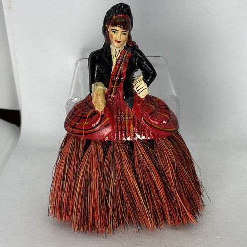 Vintage Scottish Lassie Figural Clothing Brush in Plaid Tartan Brush "Dress"
