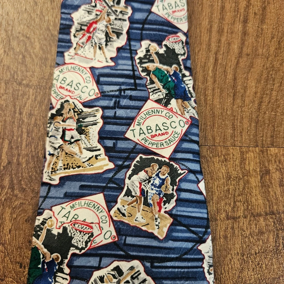 Corbata de baloncesto Tabasco para hombre 100 % seda azul marca McIlhenny Co corbata salsa caliente Foto 4 de 4