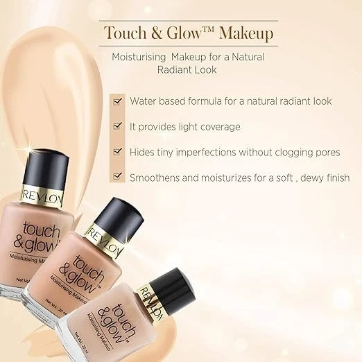 REVLON Touch And Glow Liquid High Coverage Make Up For All Skin Type , Natural M - Image 3 of 4