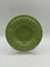 Vintage Post WWII Braille Alphabet Ashtray 6" Sage Green Ceramic Seeing Eye Dog
