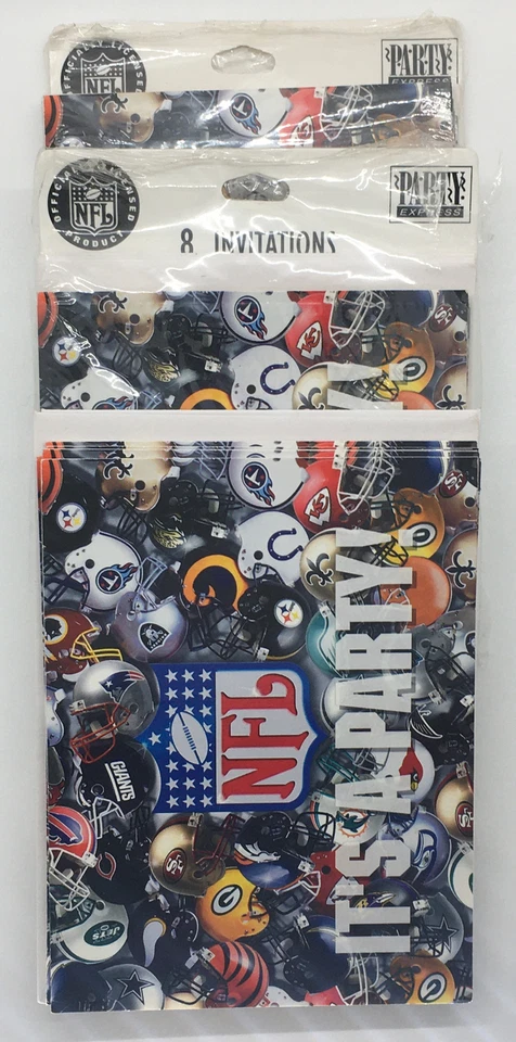 Tarjeta de invitación de fiesta de la NFL con sello de fútbol americano de fantasía 1998 de 3 paquetes (24 en total) Foto 3 de 4