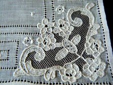 Antique linen Handkerchiefs needle lace  ladder lace h stitched hem embroidery