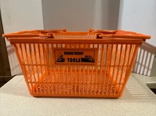 HARBOR FREIGHT TOOLS ORANGE PLASTIC SHOPPING BASKET 17 1/2" L X 13" W X 9 1/2" T