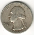 USA - 1948D - Washington ¼ $ - Silver Eagle - Low Mintage - #12195RG