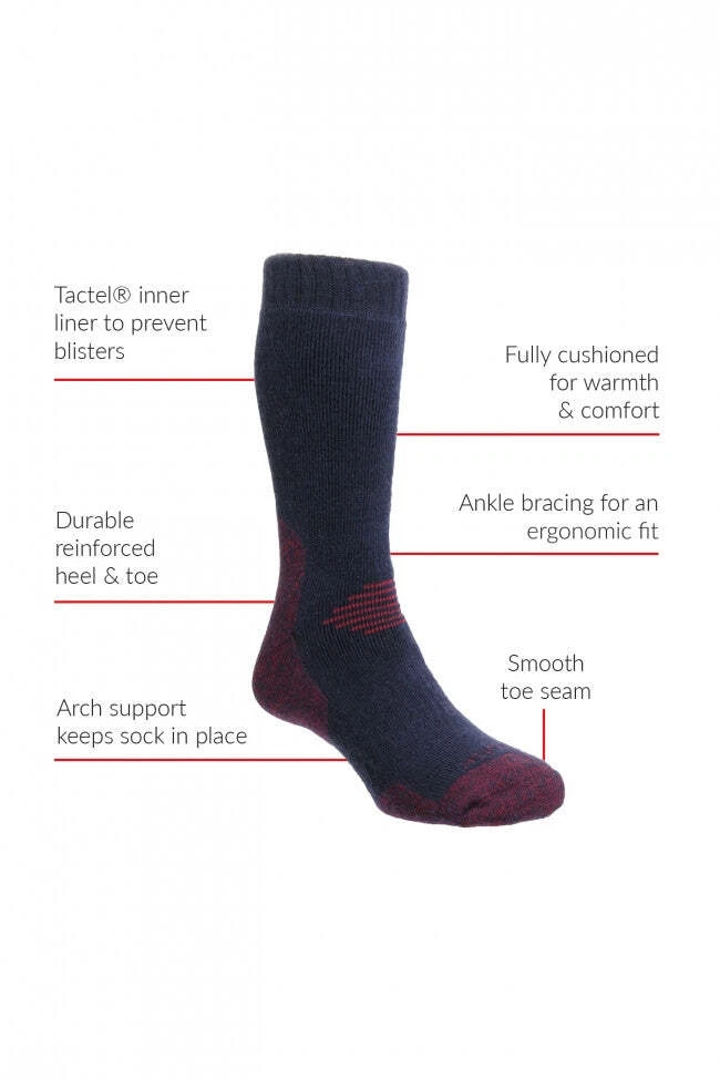 HJ Hall ProTrek HJ704 Dual Skin Anti-Blister Hiking Walking Boot Socks Grey/Den